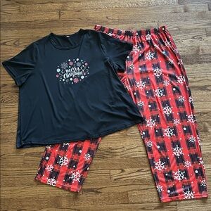 Merry Christmas Black and Red Pajama Set